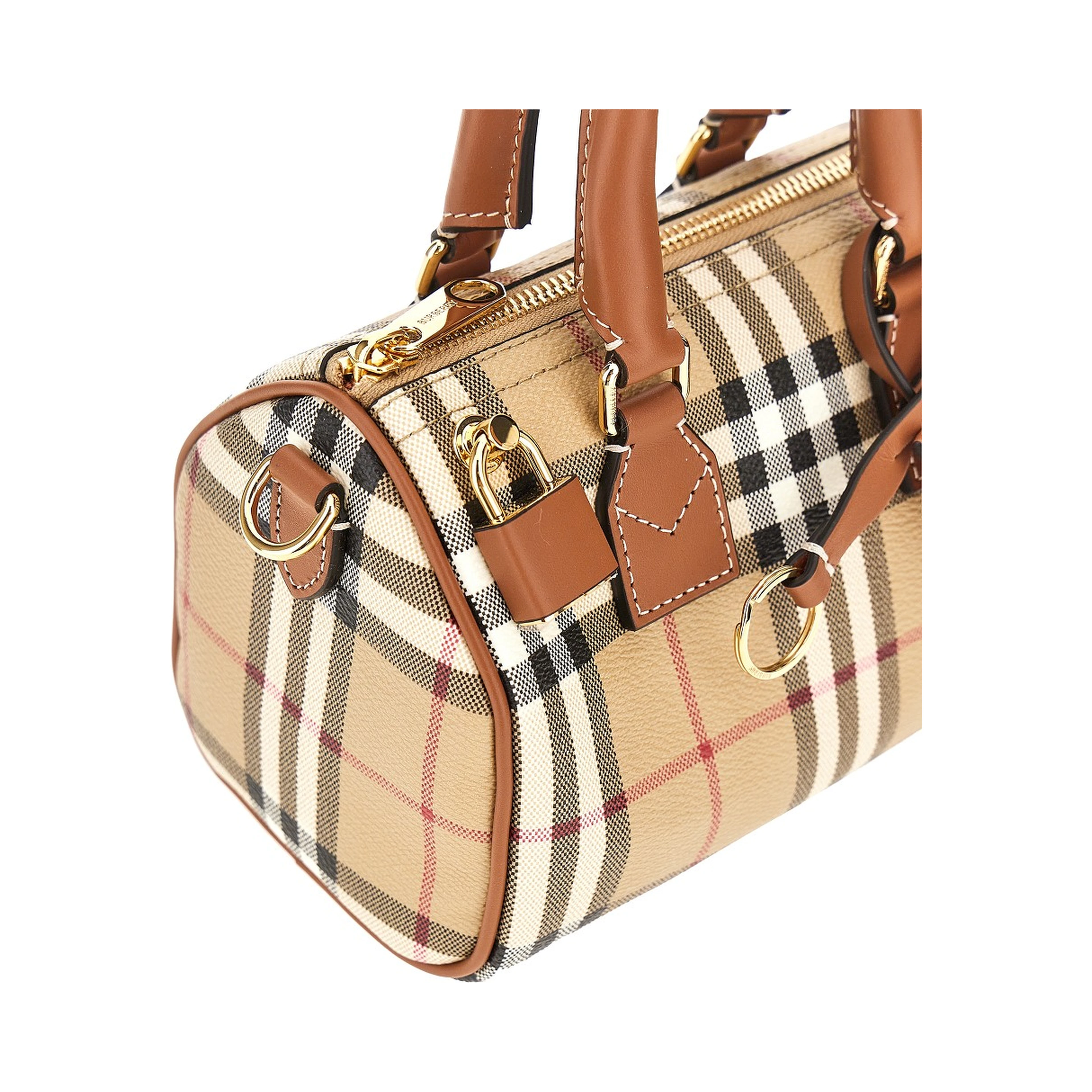Check coated canvas mini bowling bag