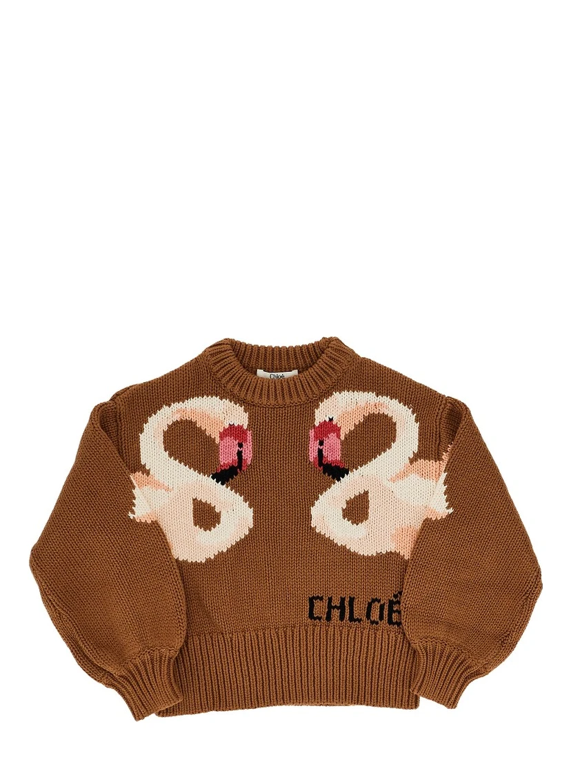 Flamingos intarsia sweater