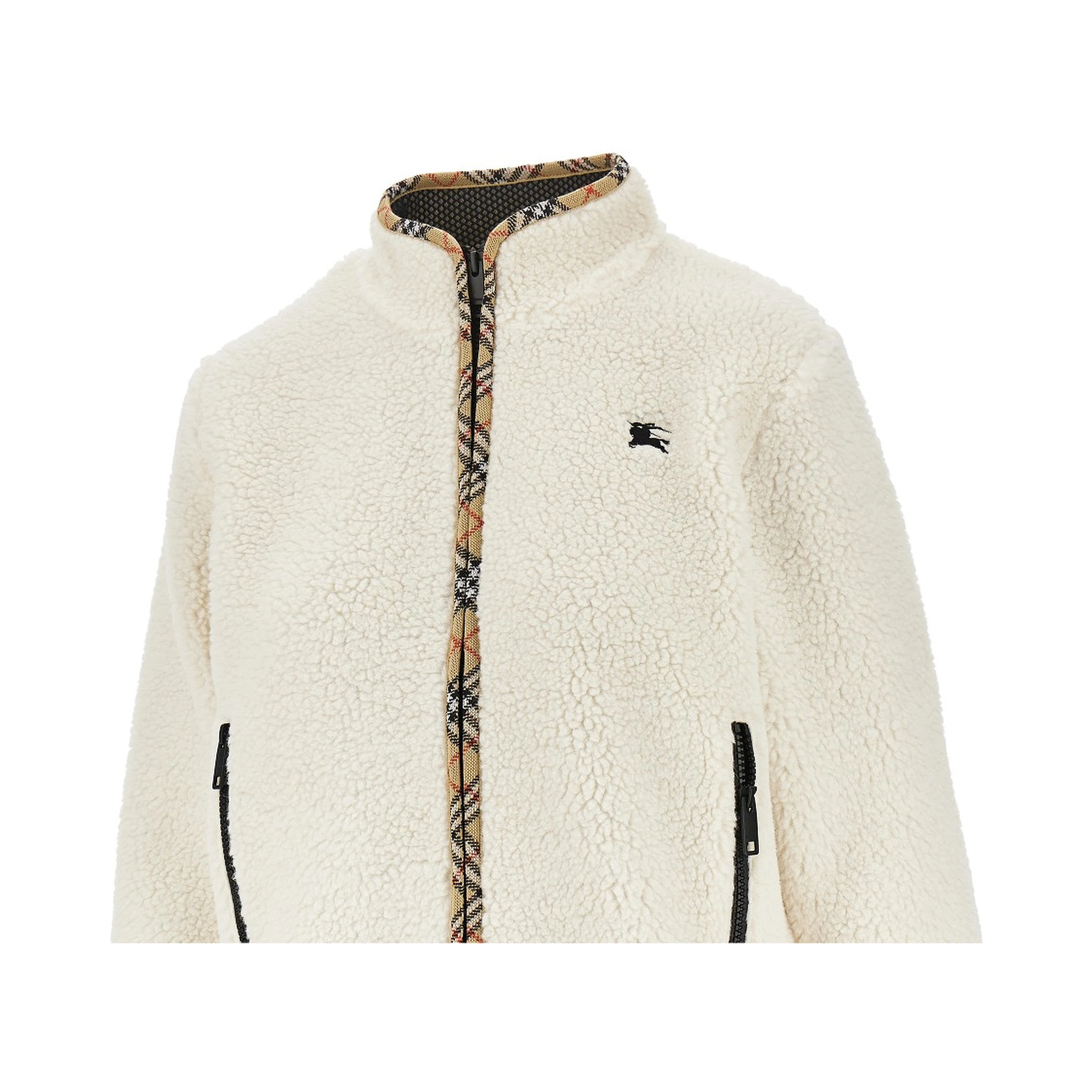 Fleece jacket with Check trimmings