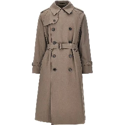 Cotton double-breasted long trench-coat