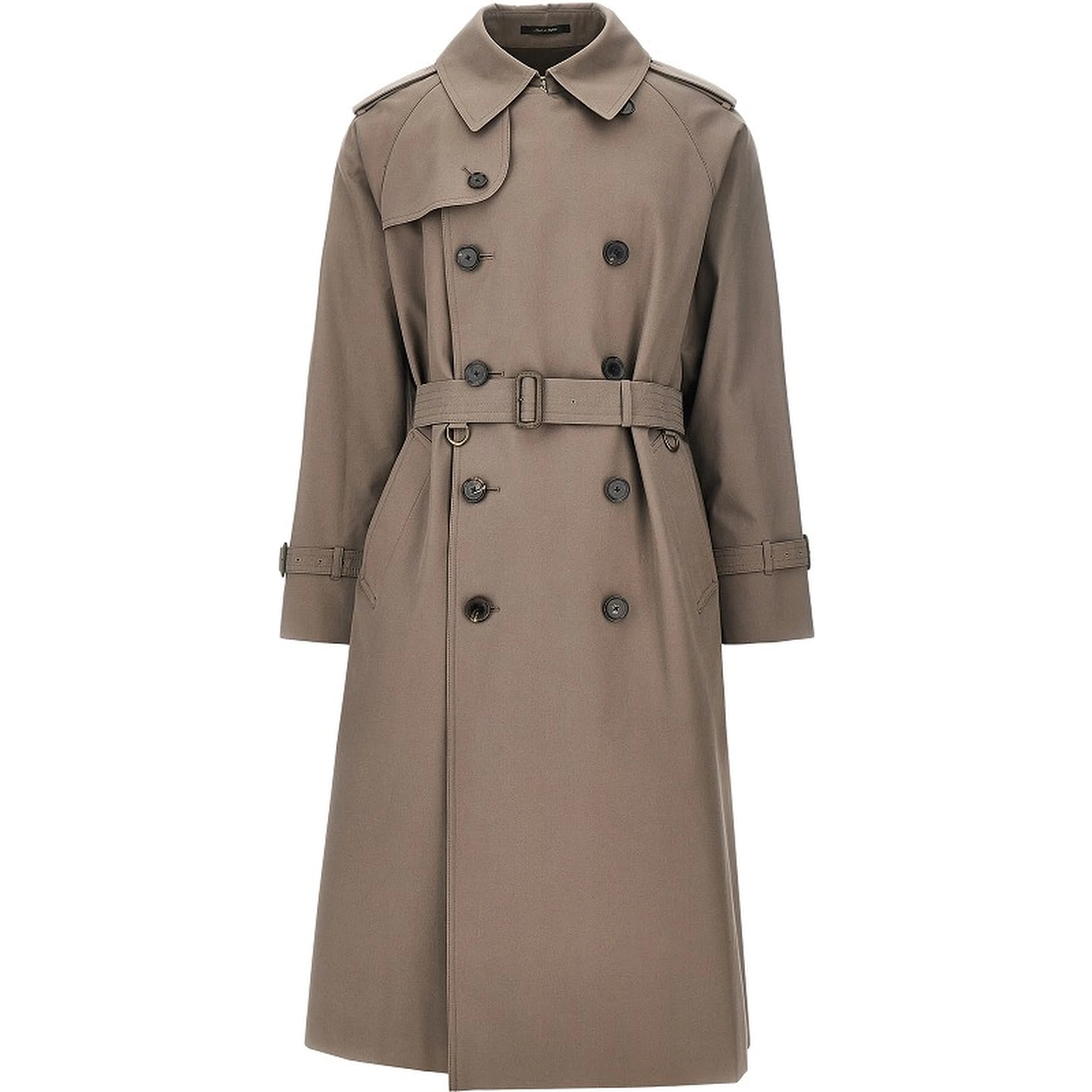 Cotton double-breasted long trench-coat