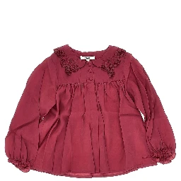 Silk-blend shirt with embroidered collar