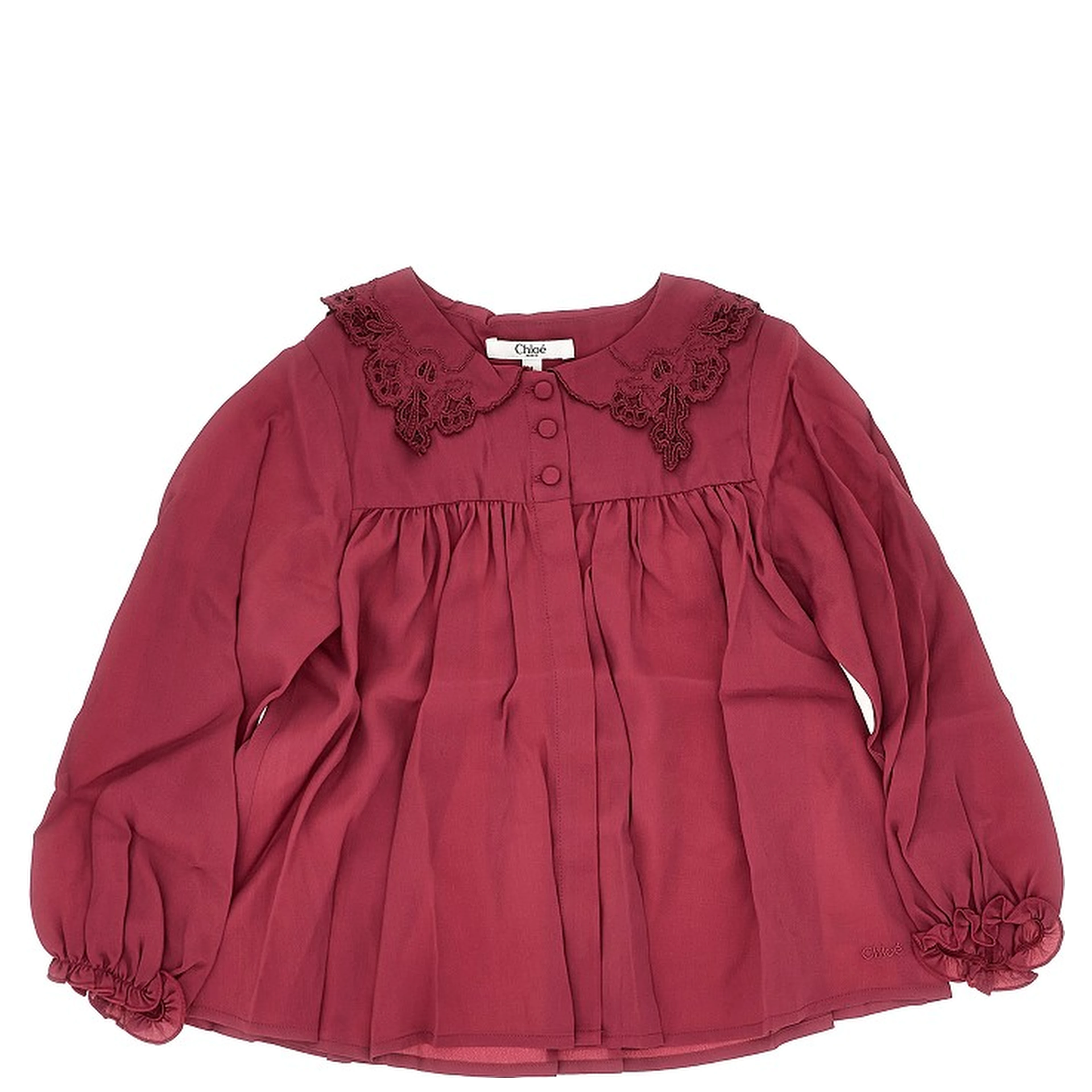 Silk-blend shirt with embroidered collar