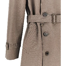 Cotton double-breasted long trench-coat
