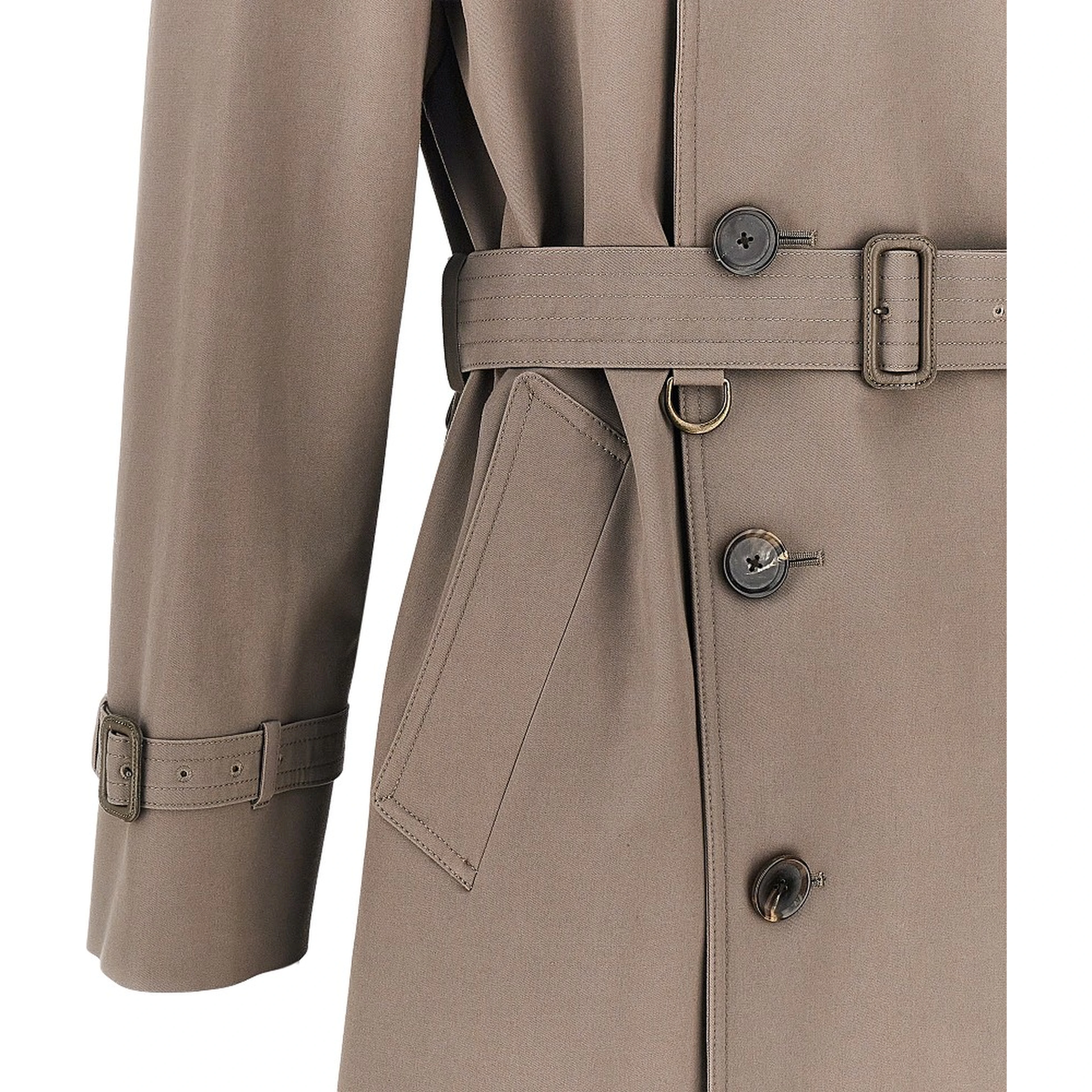 Cotton double-breasted long trench-coat