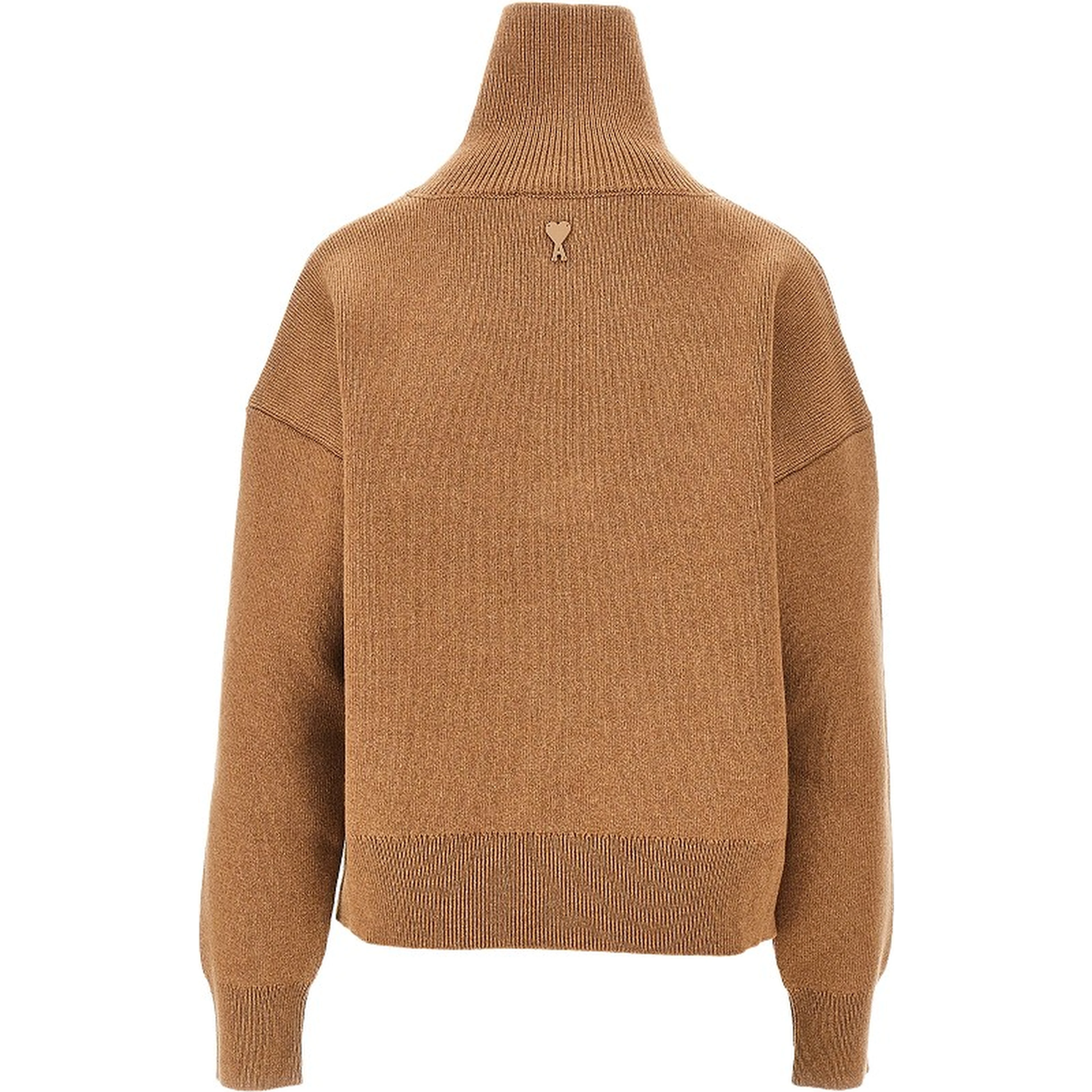 Buttoned high-neck wool sweater