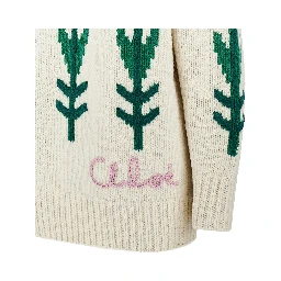 Flowers intarsia oversized wool sweater