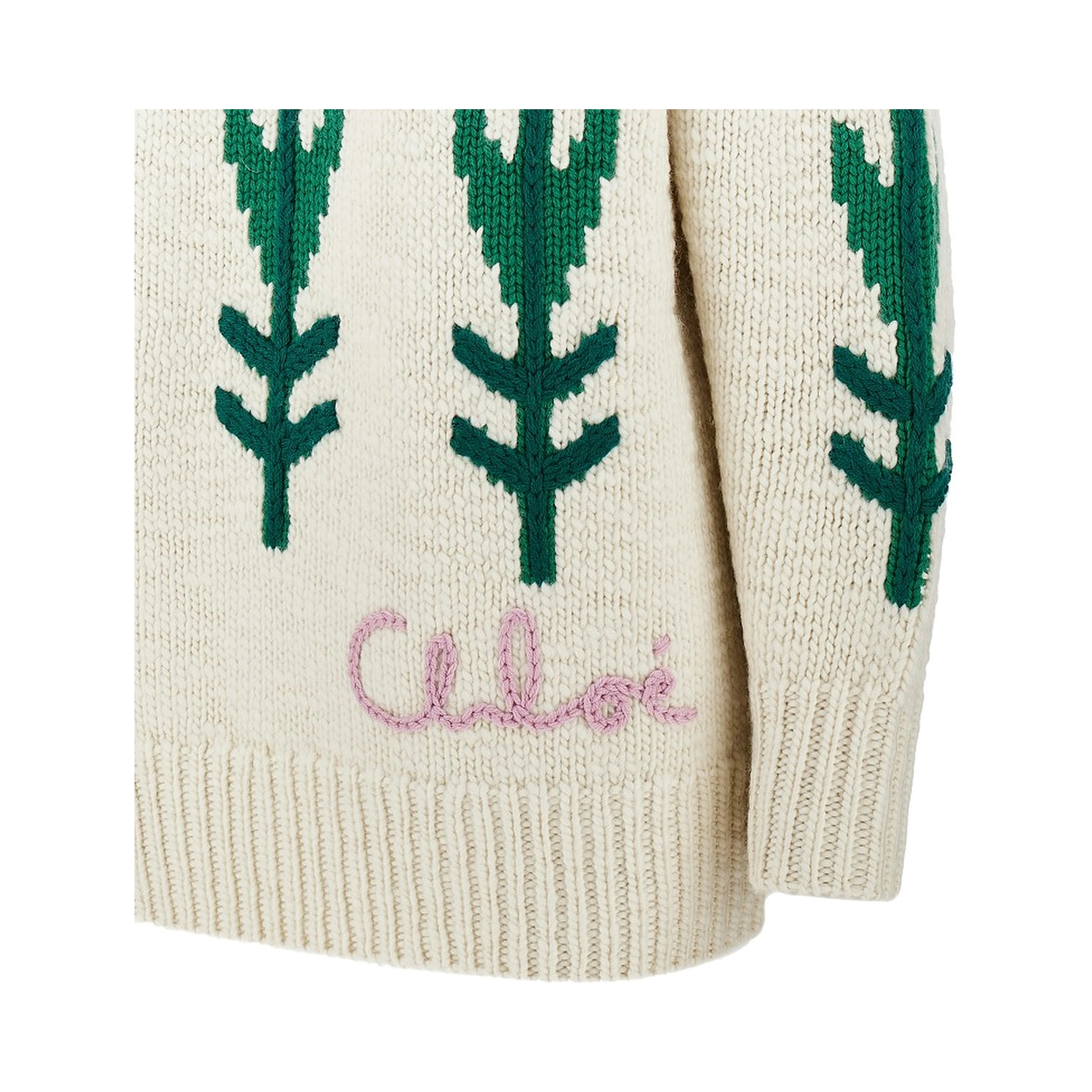 Flowers intarsia oversized wool sweater