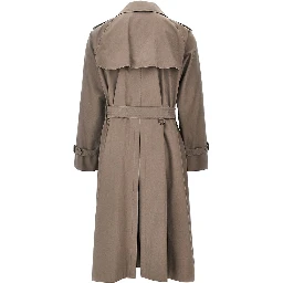 Cotton double-breasted long trench-coat