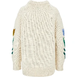 Flowers intarsia oversized wool sweater