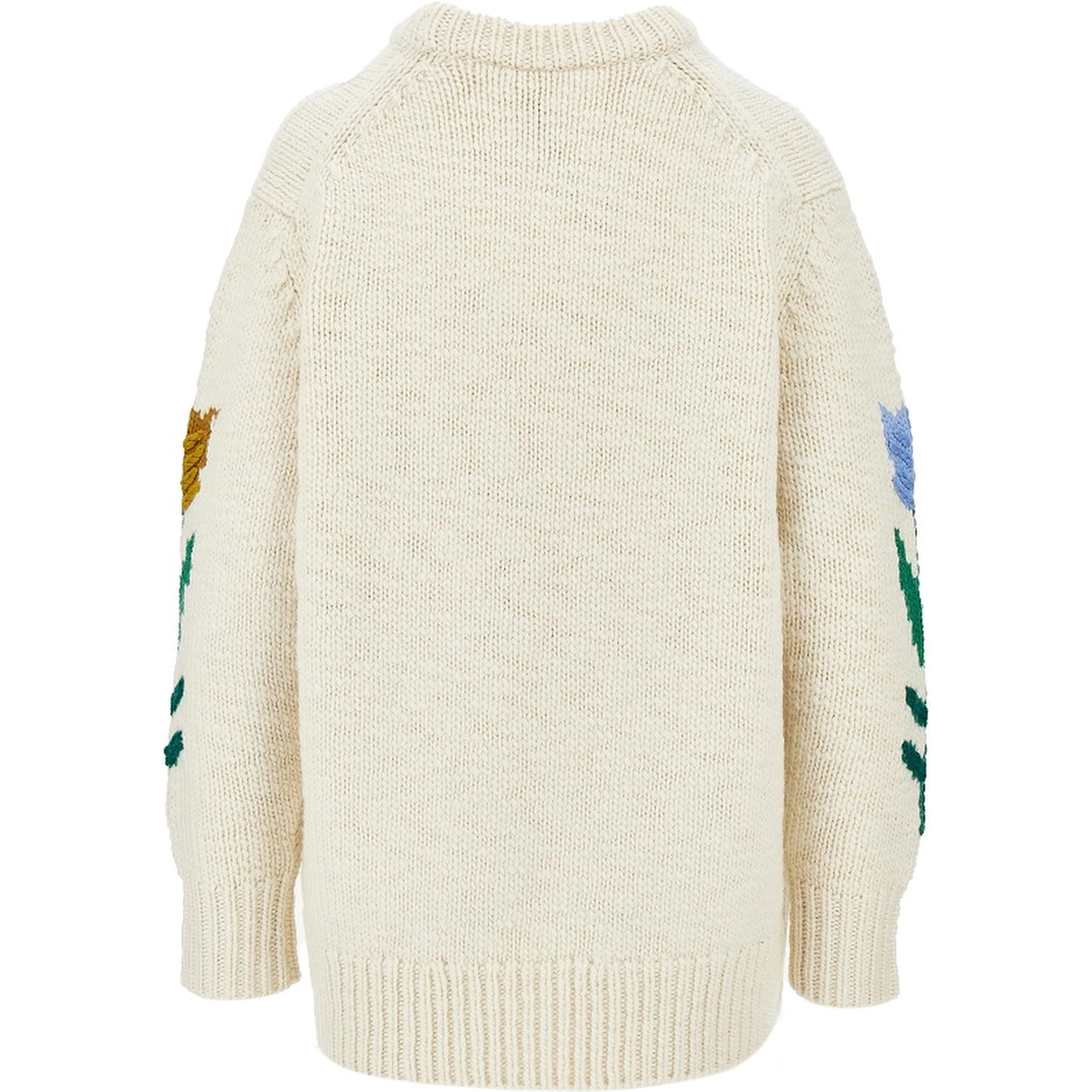 Flowers intarsia oversized wool sweater