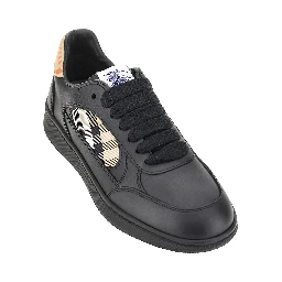 Leather and Check fabric 'Terrace' sneakers
