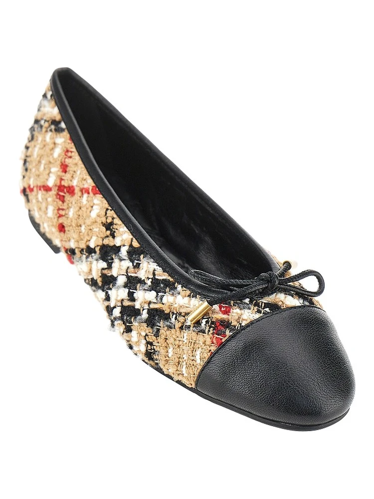 Check bouclé and leather Highgate ballerinas alternative