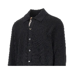 Wool cardigan with Check trimming