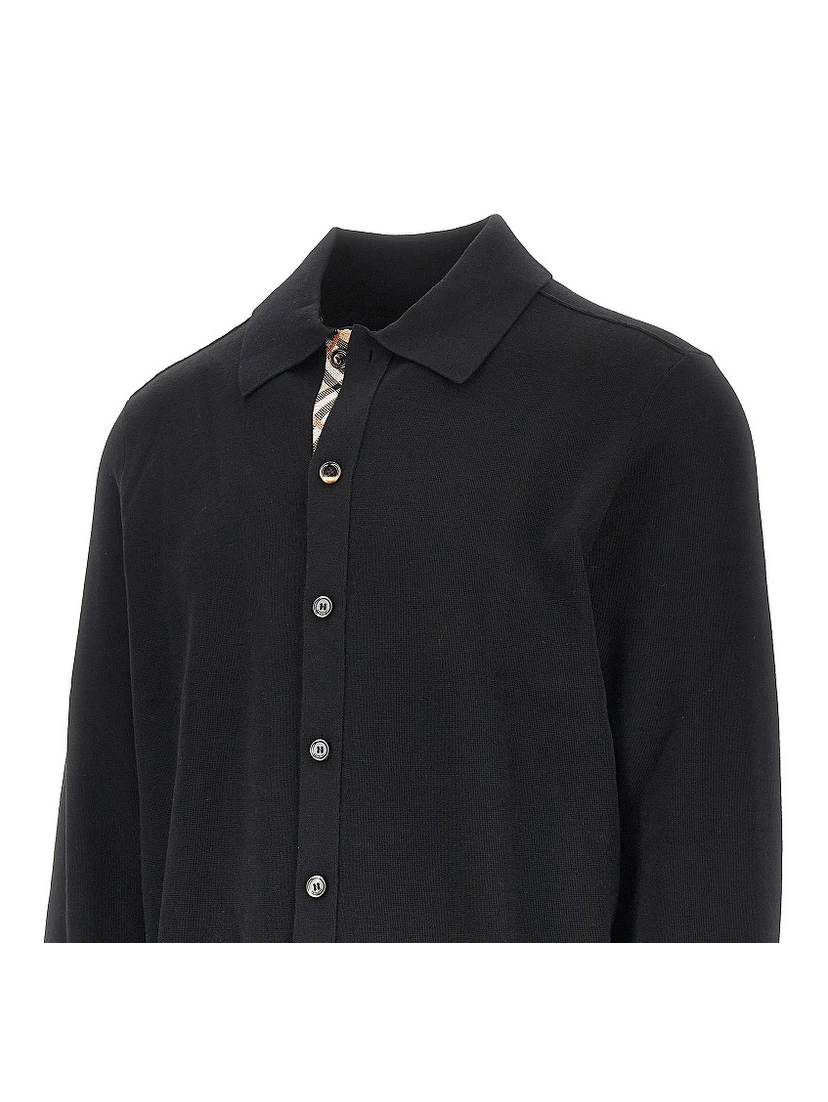 Wool cardigan with Check trimming