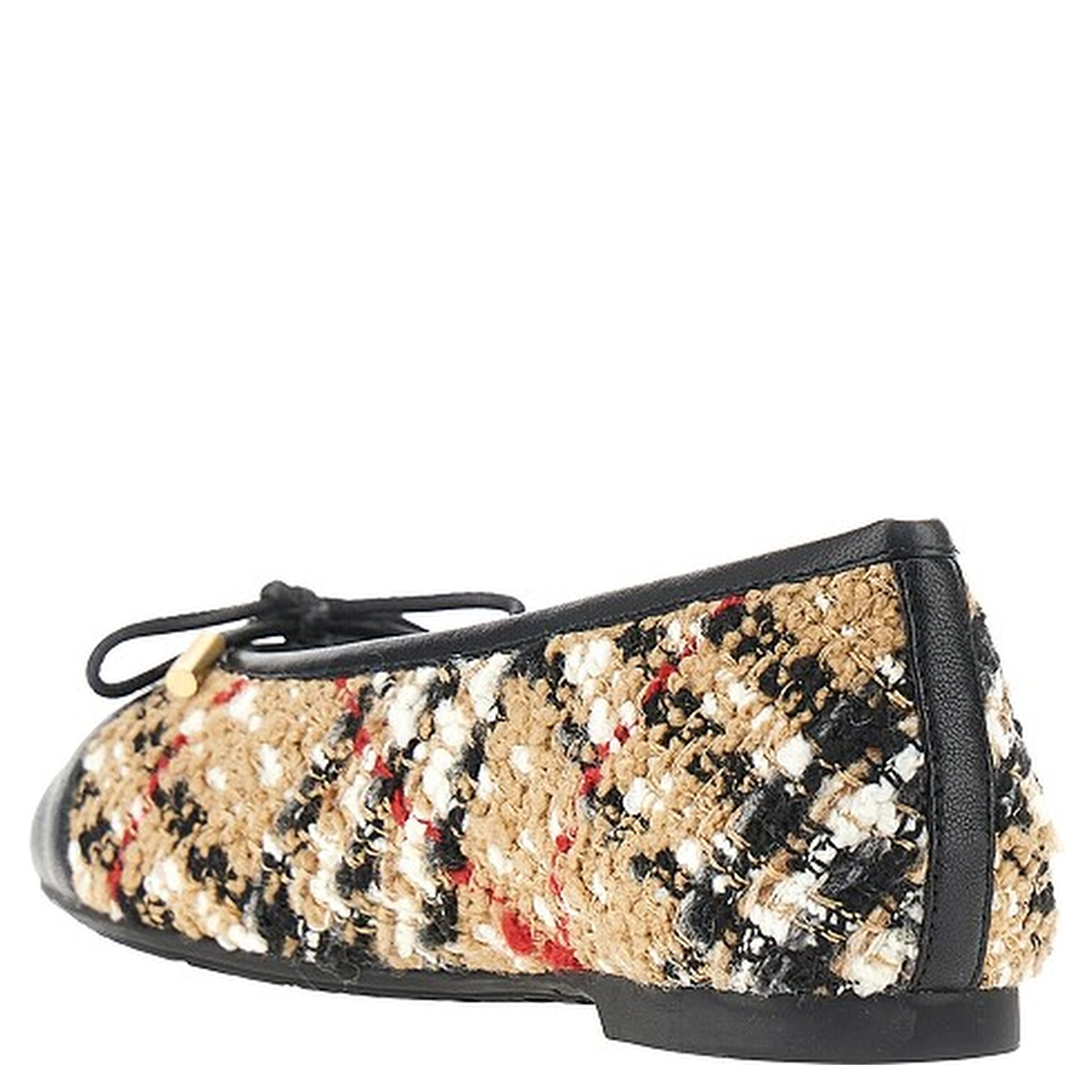 Check bouclé and leather Highgate ballerinas