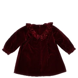 Velvet mini dress with embroidered frill