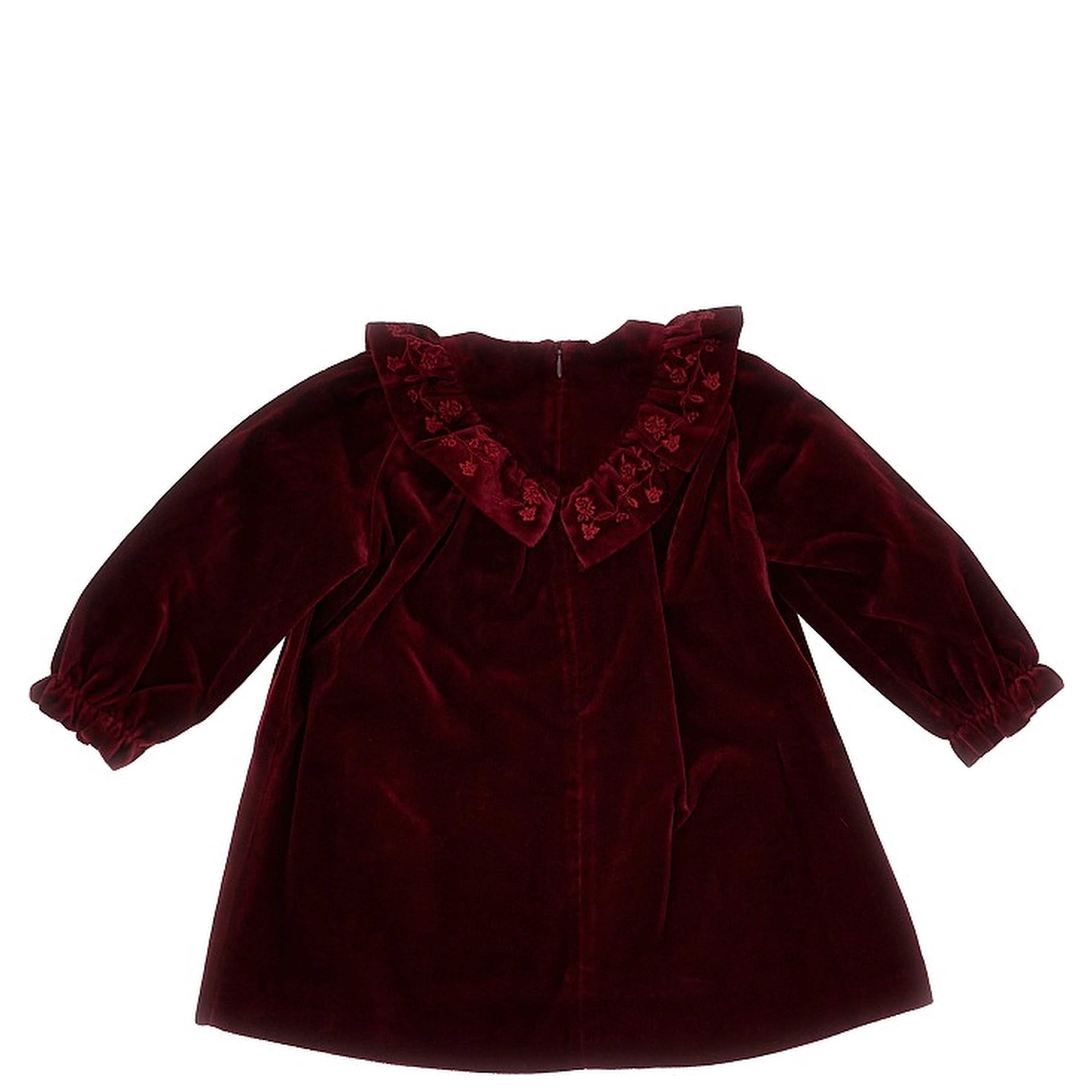 Velvet mini dress with embroidered frill