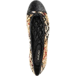 Check bouclé and leather Highgate ballerinas