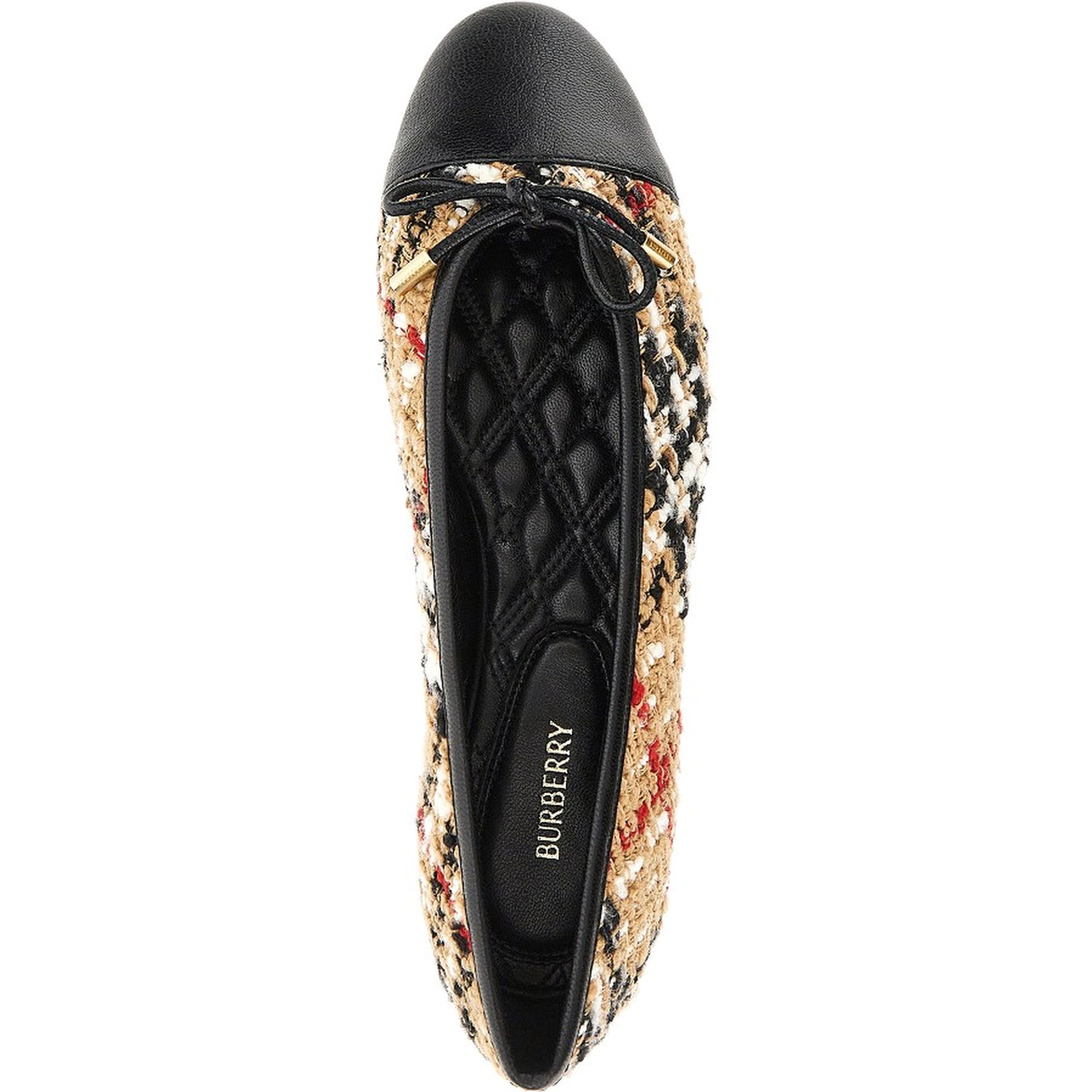Check bouclé and leather Highgate ballerinas