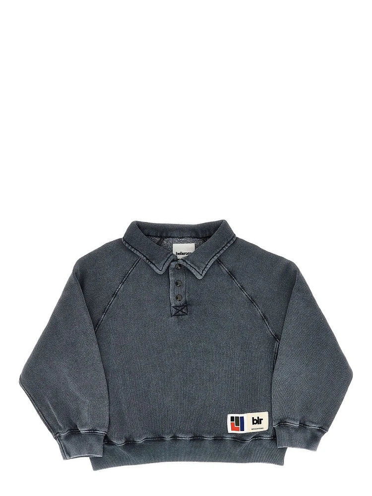 Washed jersey polo sweatshirt