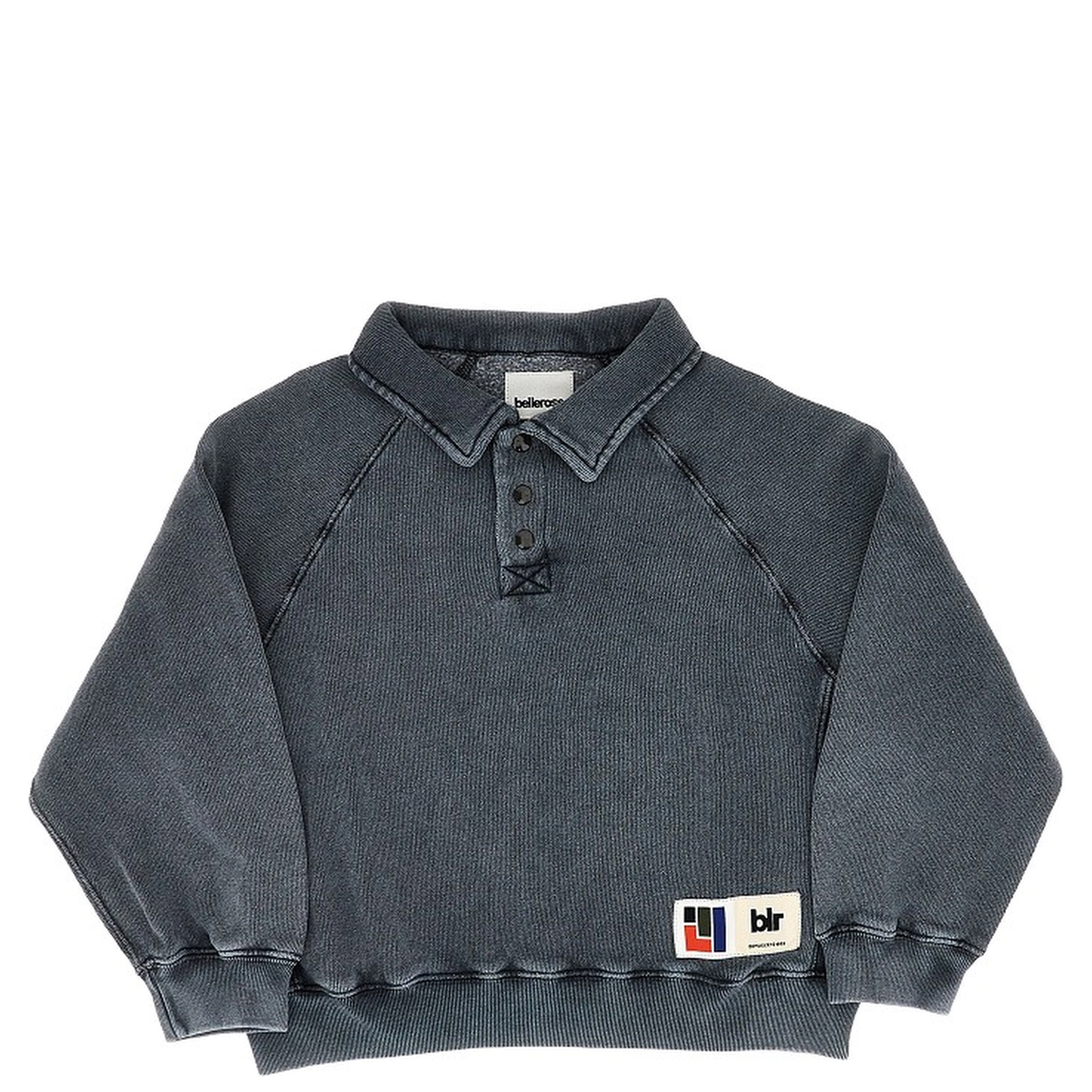 Washed jersey polo sweatshirt