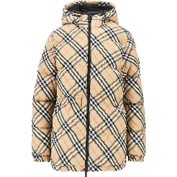 Check nylon down jacket