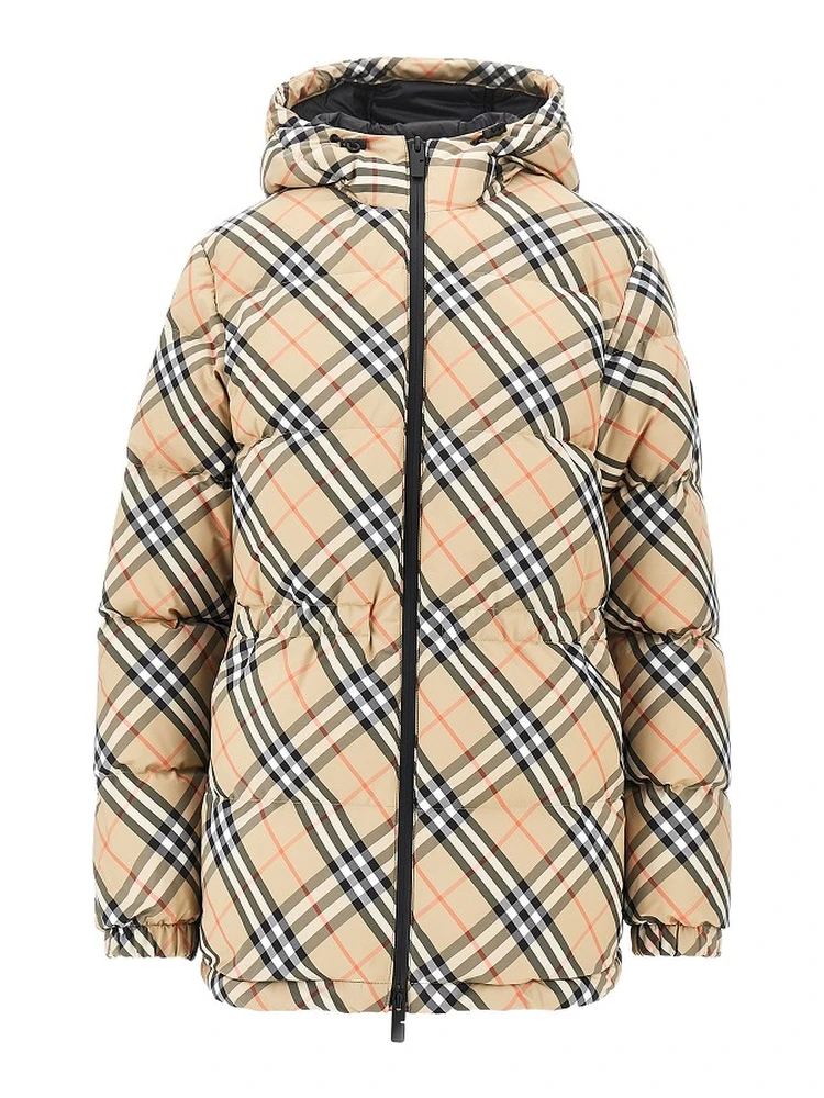 Check nylon down jacket