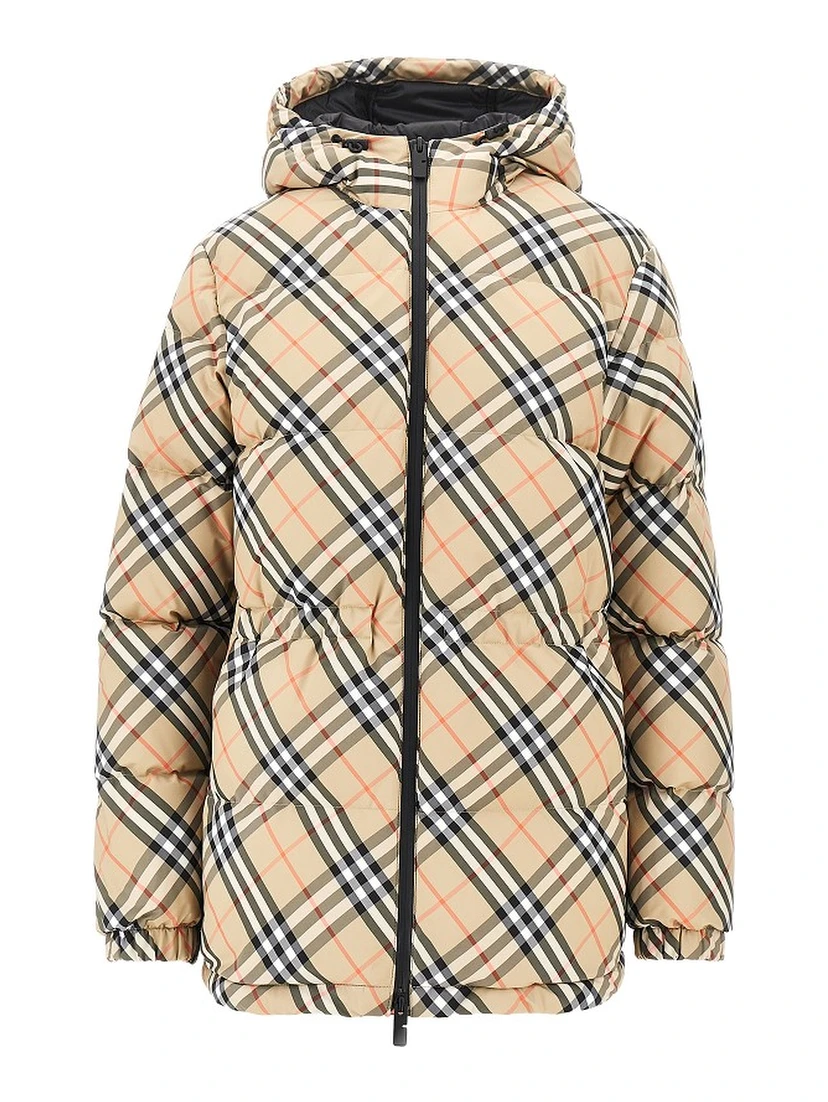 Check nylon down jacket