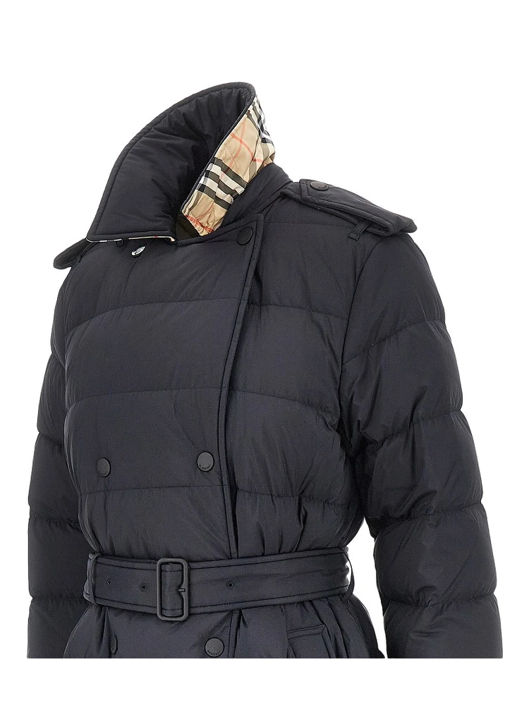 Knee-length down jacket with belt alternative