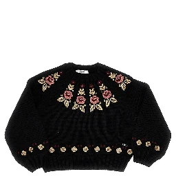 Floral embroidery sweater