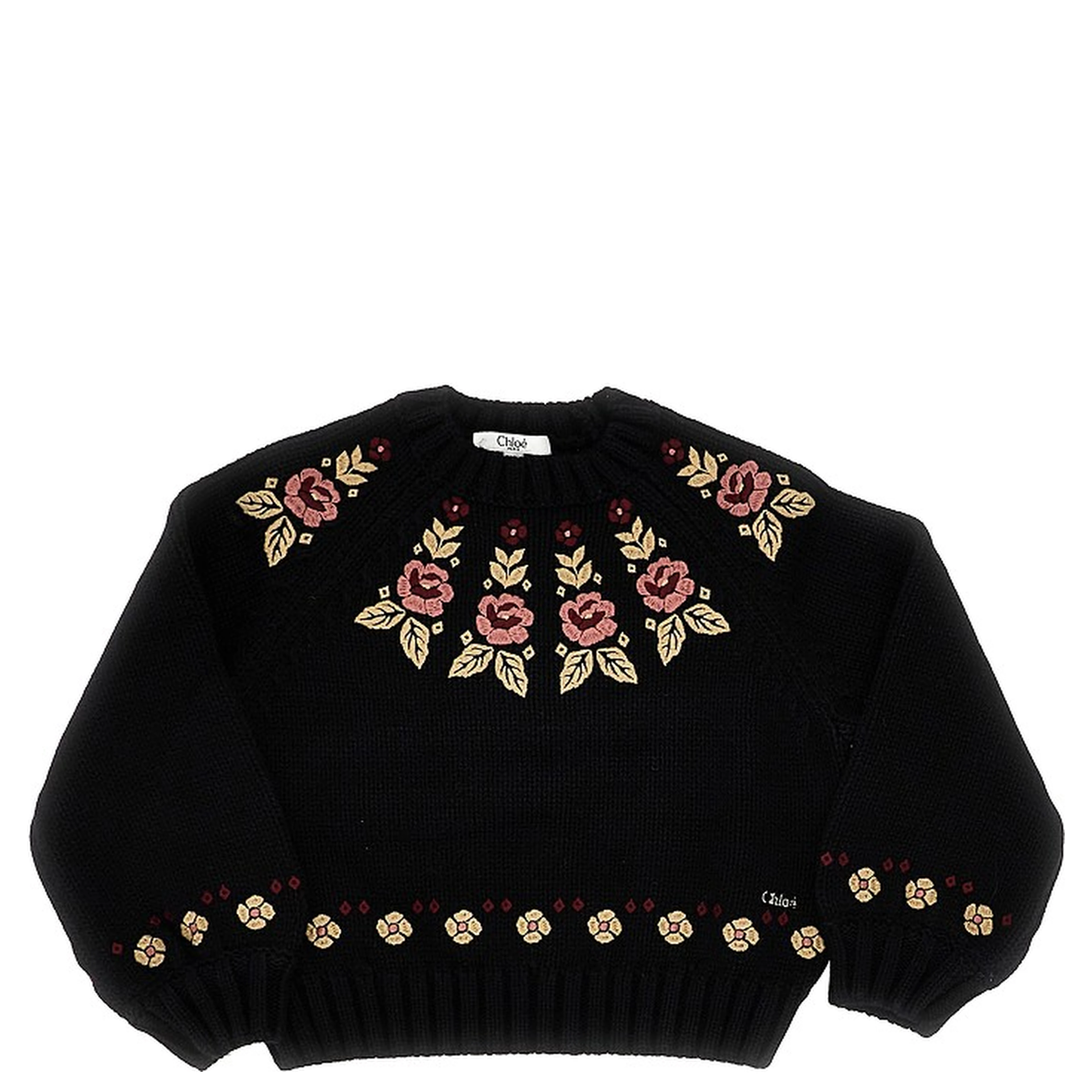 Floral embroidery sweater