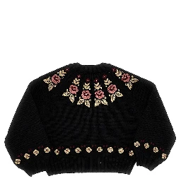 Floral embroidery sweater