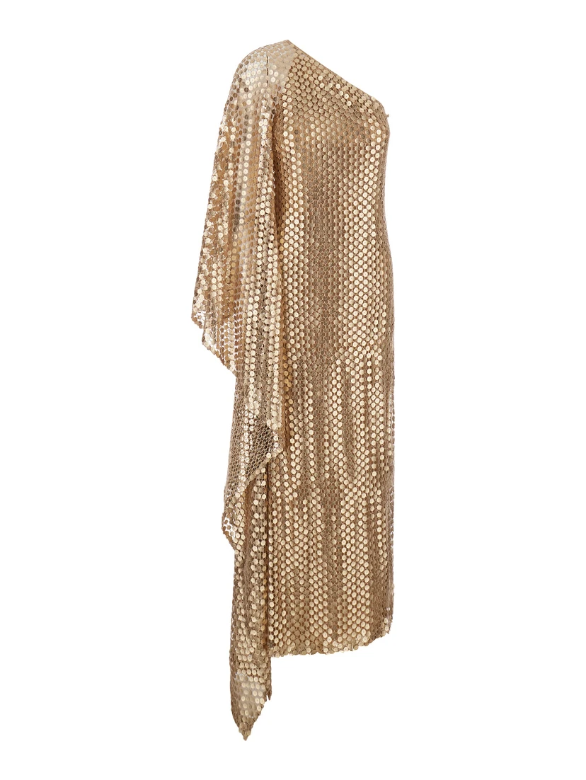 brown Long dress with all-over sequins in fabric for women
