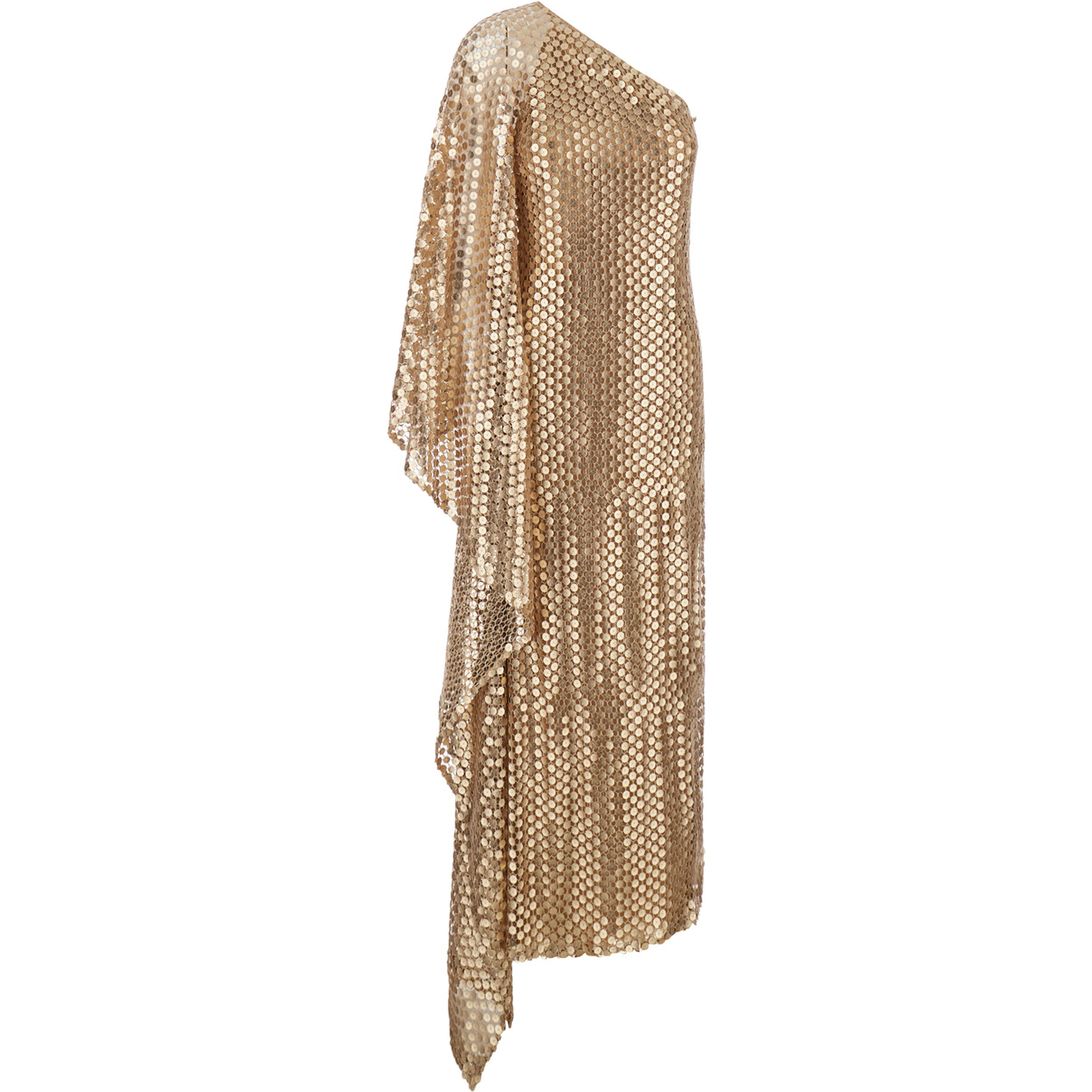brown Long dress with all-over sequins in fabric for women
