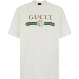 White T-Shirt LOGO FAKE with Logo Print on the Front in Cotton for Women
