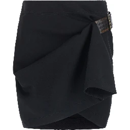LIGHT WOOL GRAIN DE POUDRE MINI SKIRT INTRECCIO VELT