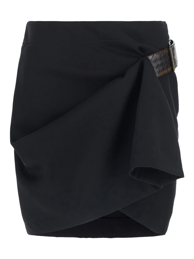 LIGHT WOOL GRAIN DE POUDRE MINI SKIRT INTRECCIO VELT