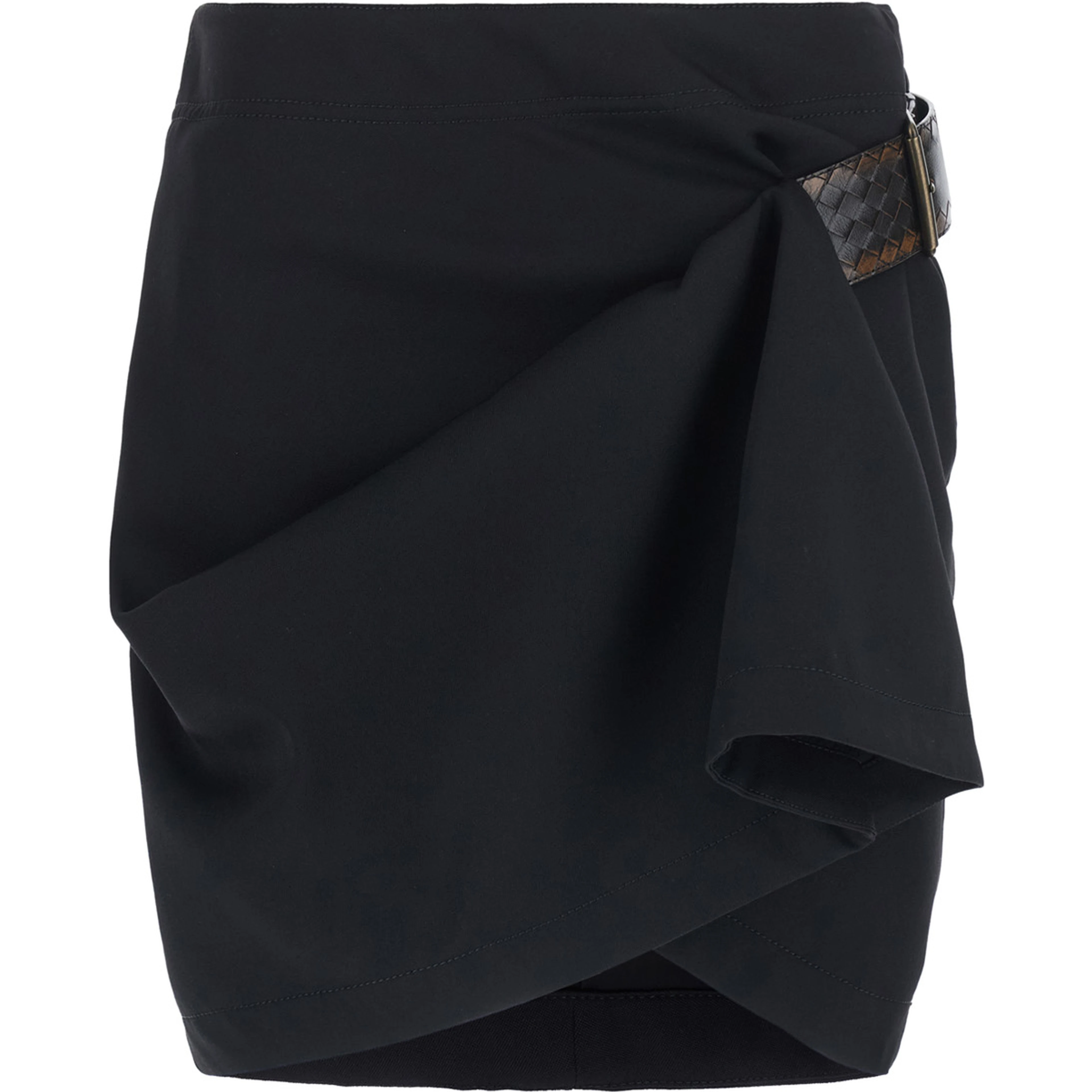 LIGHT WOOL GRAIN DE POUDRE MINI SKIRT INTRECCIO VELT