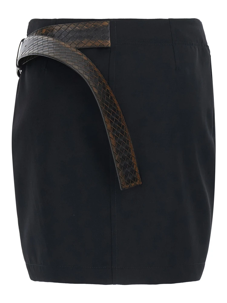 LIGHT WOOL GRAIN DE POUDRE MINI SKIRT INTRECCIO VELT alternative