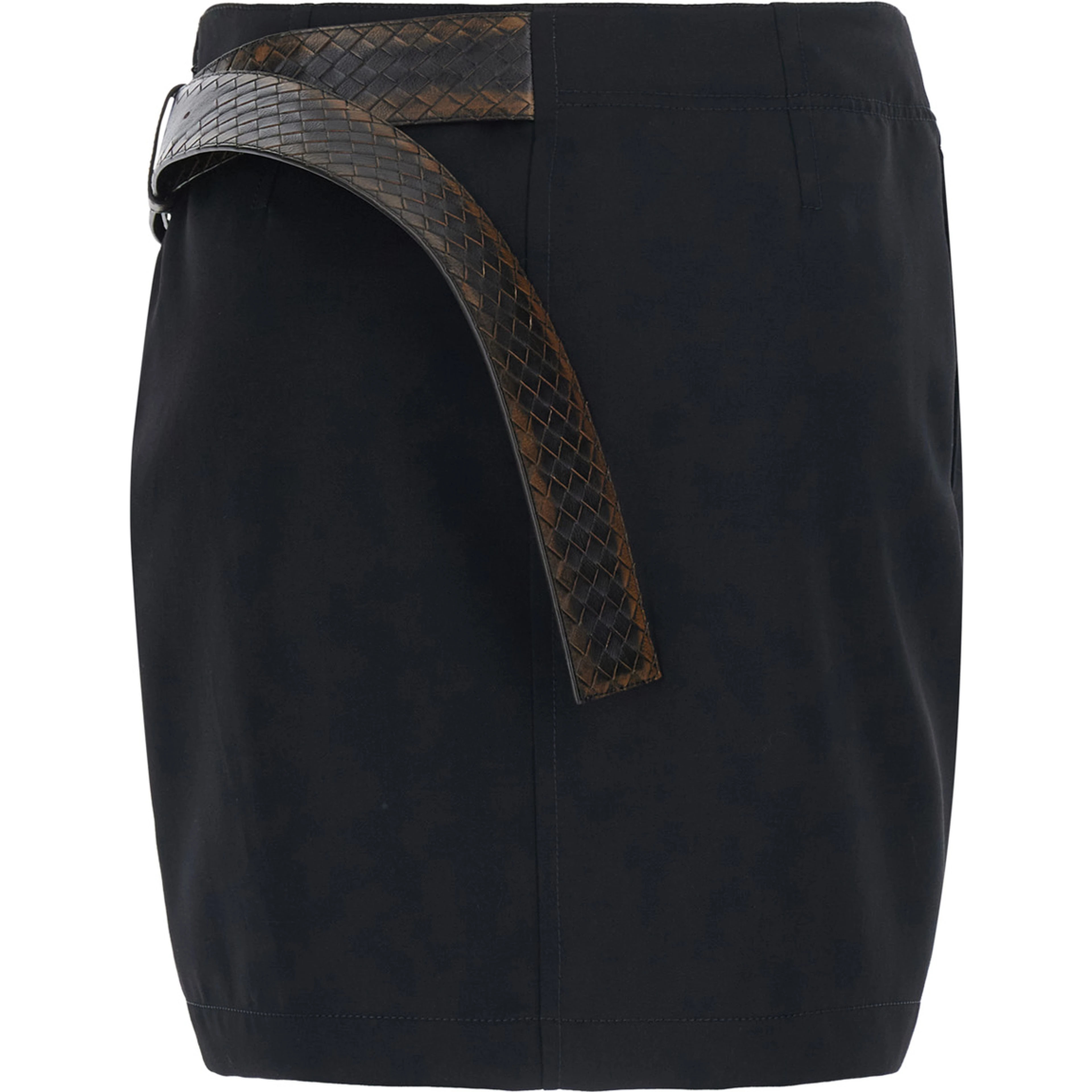 LIGHT WOOL GRAIN DE POUDRE MINI SKIRT INTRECCIO VELT