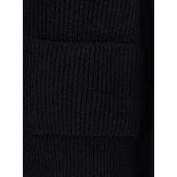 Black cashmere wool V-neck trucker jumper for women