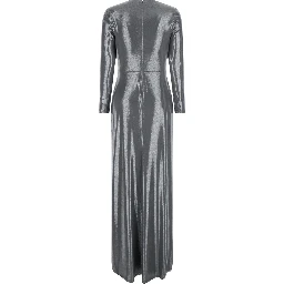 Long dress with V-neck and long sleeves in Tech Fabric gray women