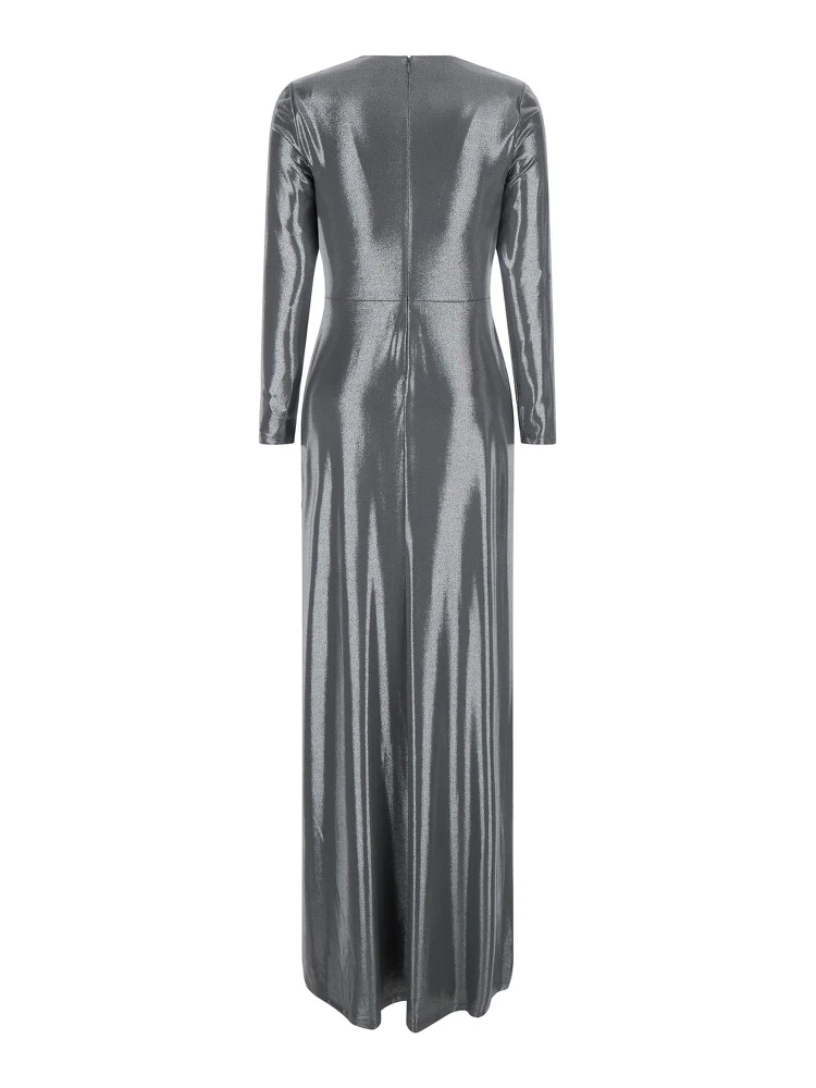 Long dress with V-neck and long sleeves in Tech Fabric gray women alternative