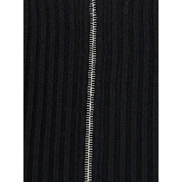 Peplum Cardigan with Engineered Stripes in Black Tech Fabric for Women