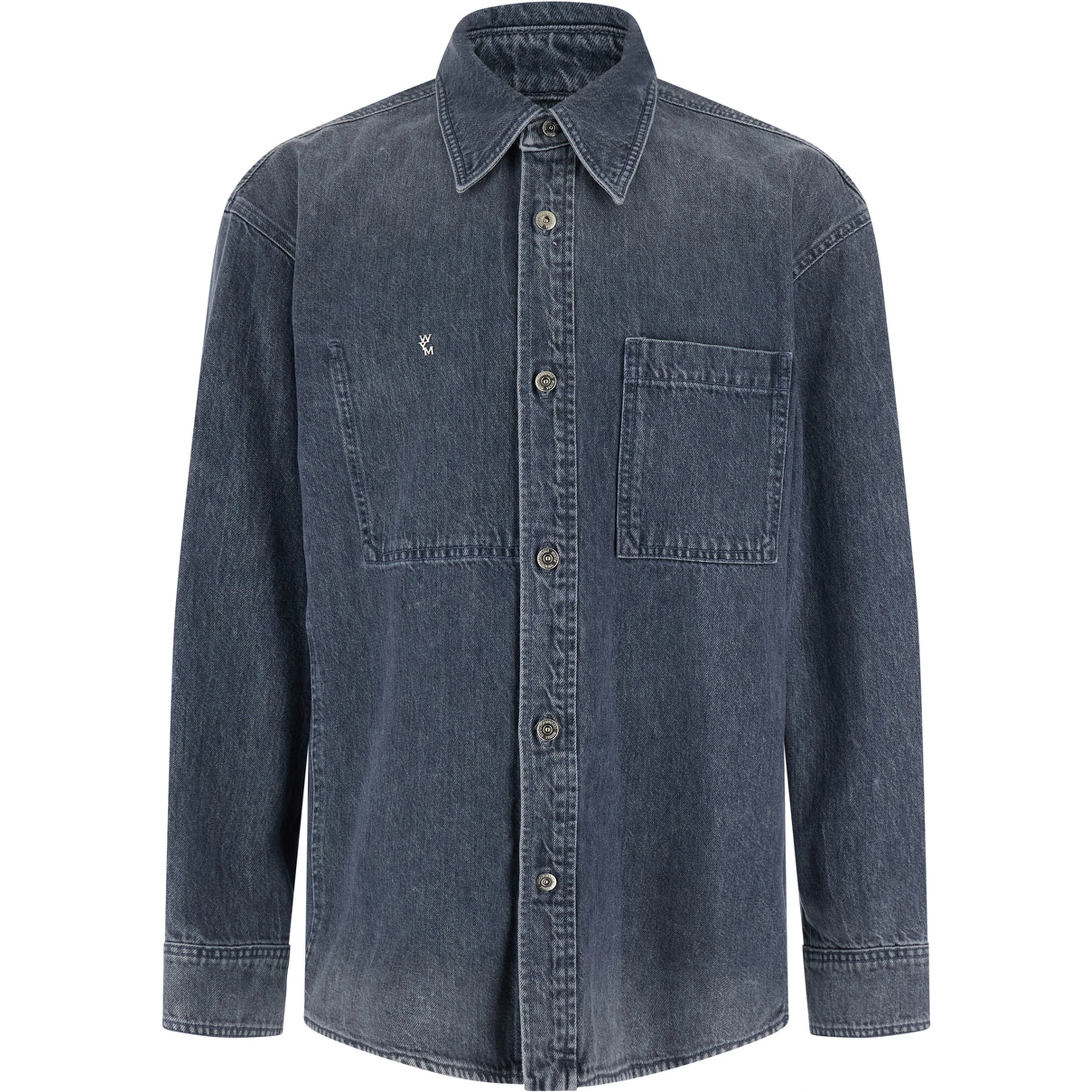 Shirt MENS SHIRT with collar and long sleeves in Blue Cotton for men