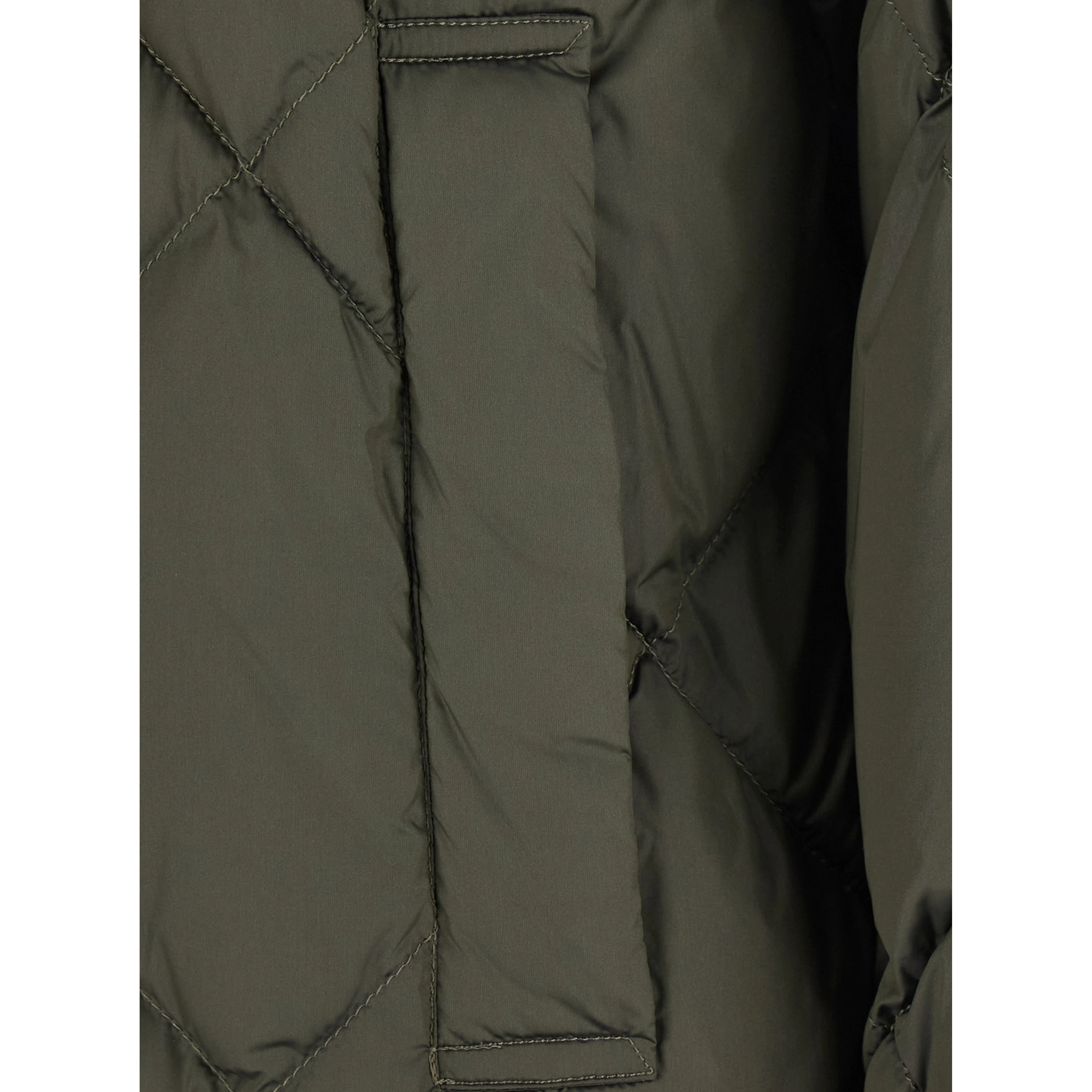 MAX MARA Long down jacket with shimmering drop-resistant nylon canvas and downproof Tech Fabric in green, unisex