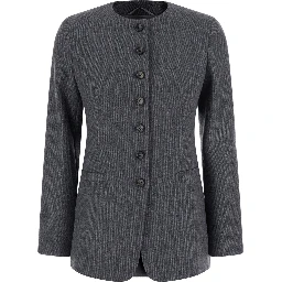 Jacket with an essential detail in gray fabric for unspecified gender