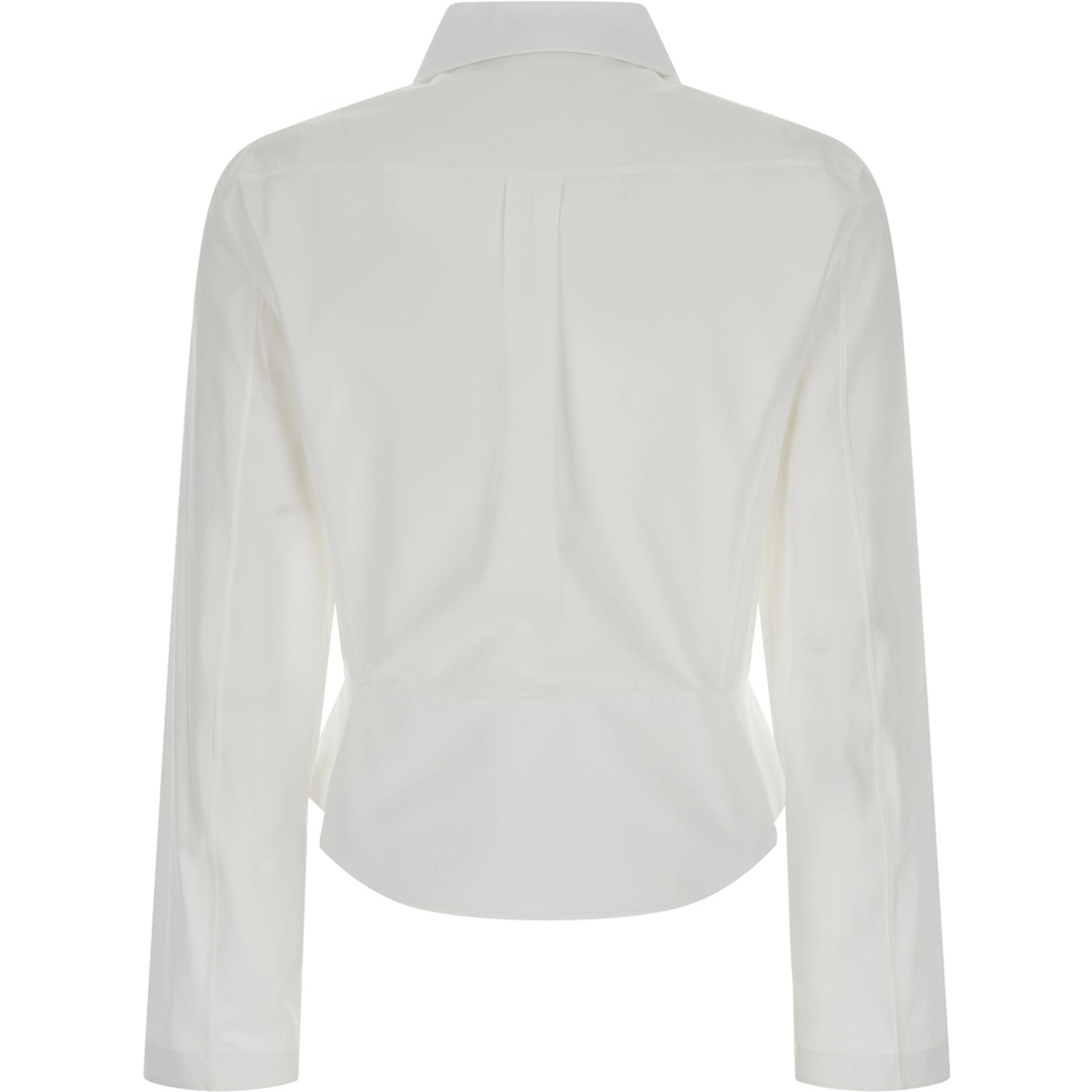 White shirt with collar and long sleeves in cotton for women