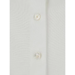 White shirt with collar and long sleeves in cotton for women
